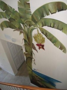 Banana tree art work on wall