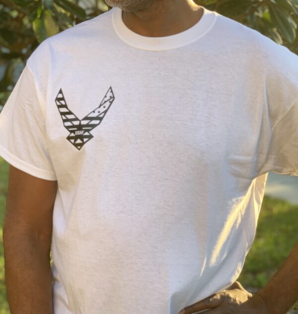 White Clor Round Neck T-Shirt with U.S Air Force Logo