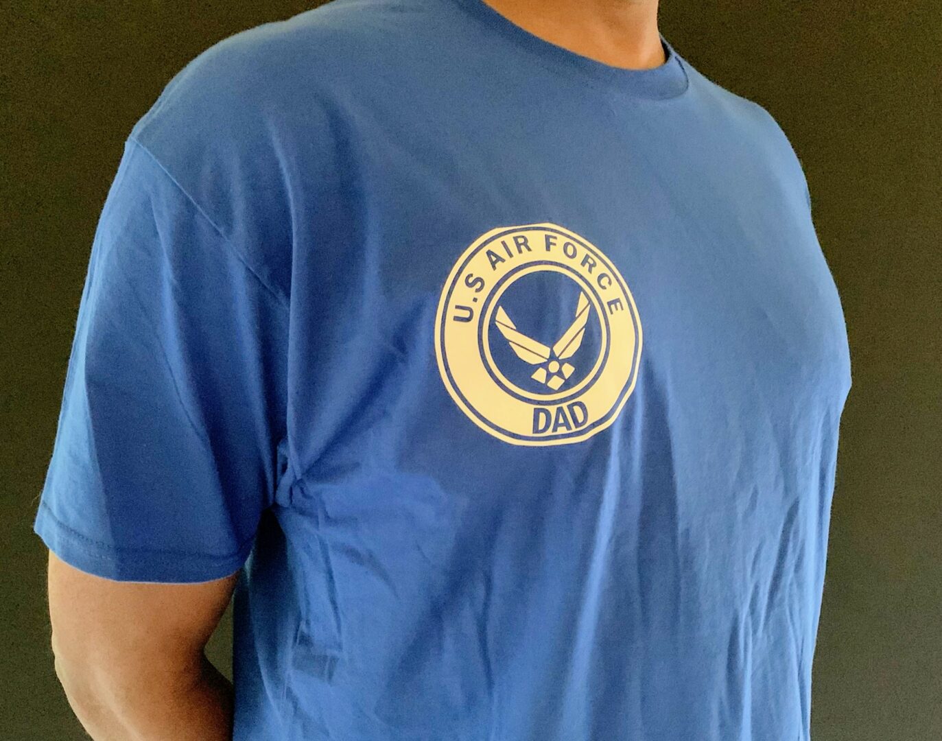 Caribbean Blue Clor Round Neck T-Shirt with U.S Air Force Logo