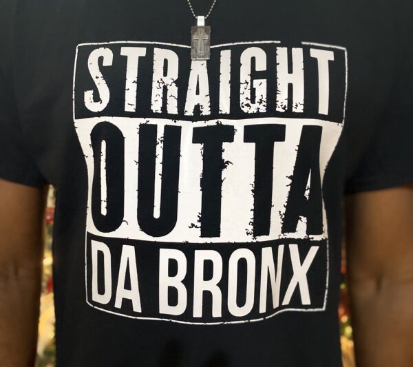 "Straight Outta DA Bronx" Black Color Slogan T-Shirt