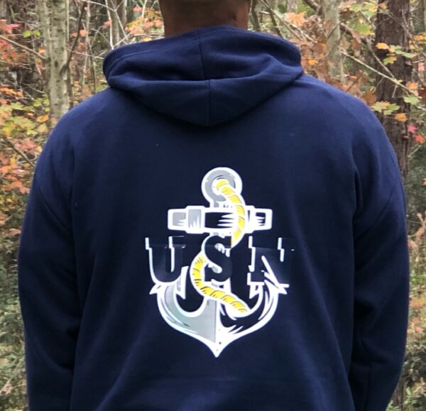 Navy Blue Color Hoodie Back View