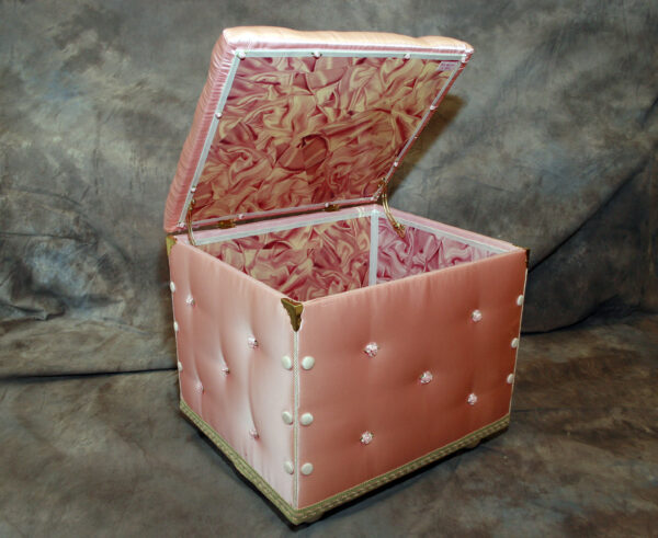 Custom Foot Stool with Storage Lid Open